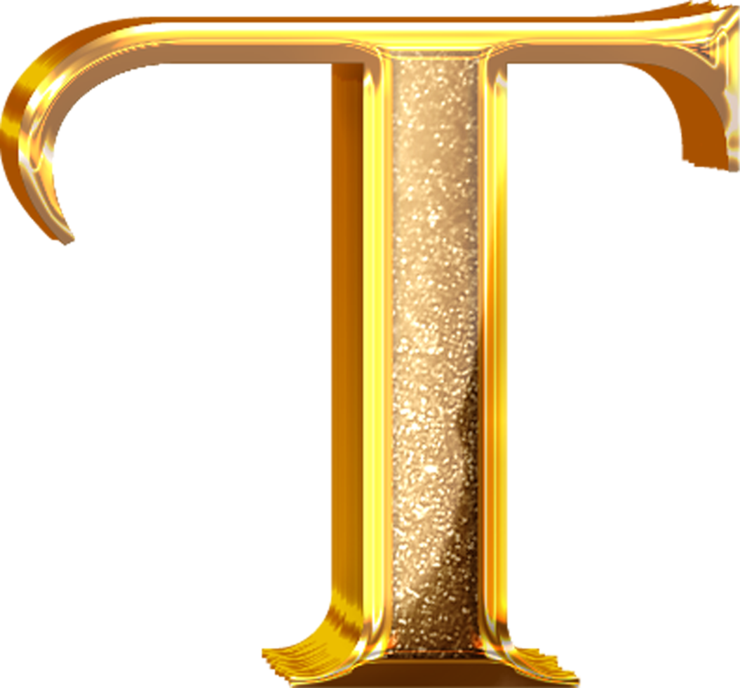 3D Gold Effect Letter T png