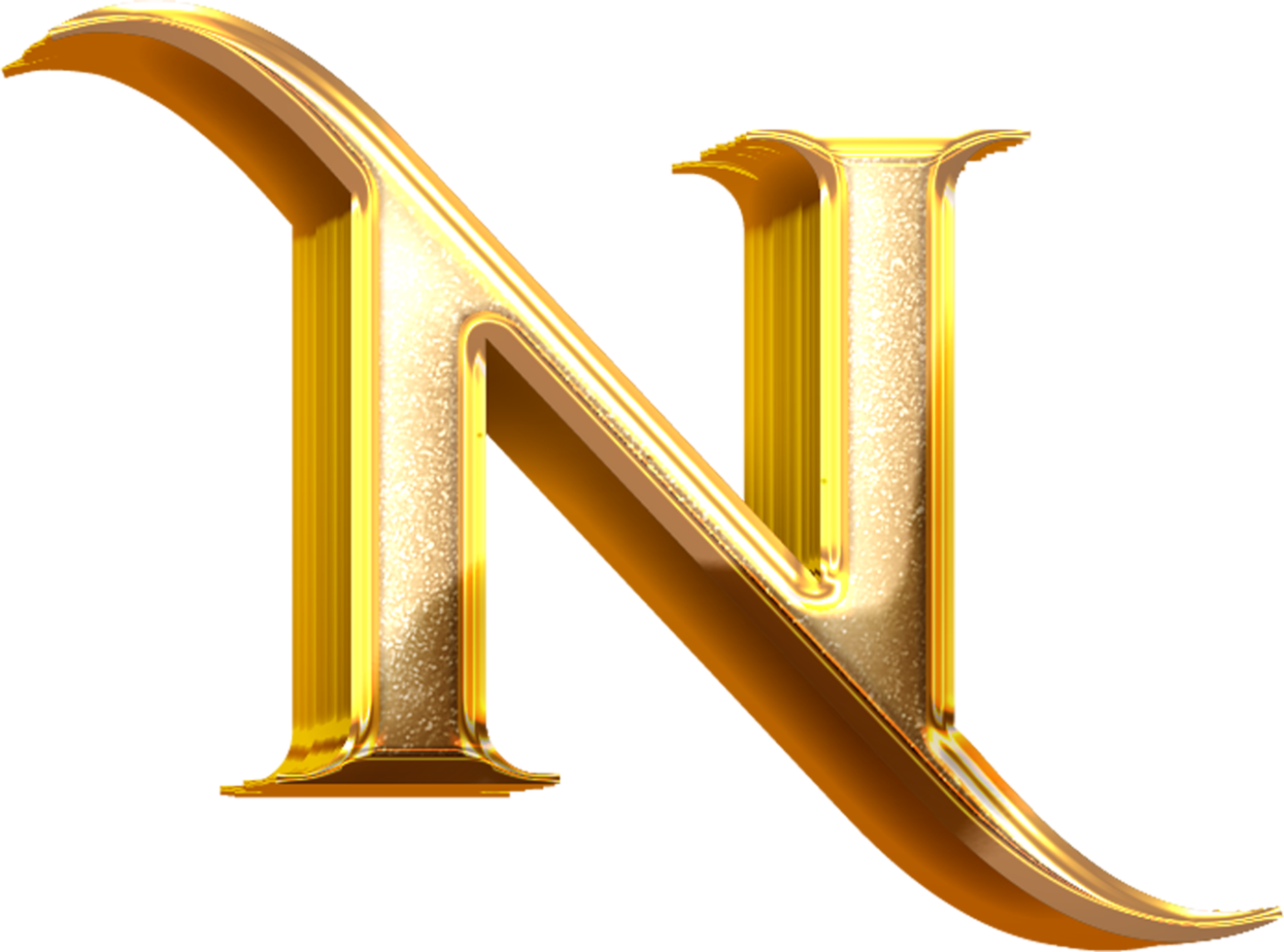 3d oro effetto lettera n png