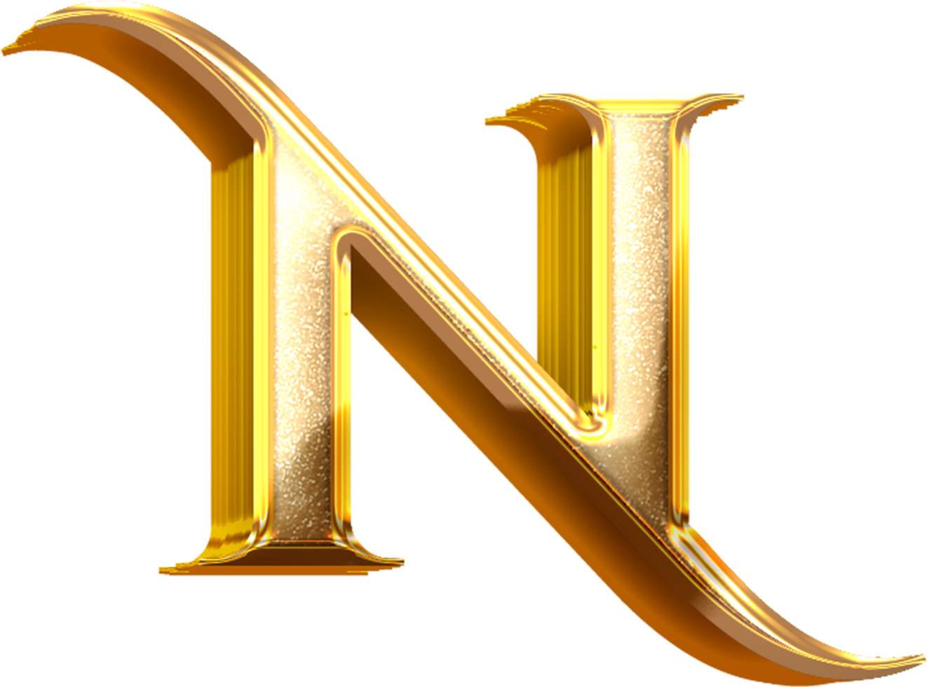 3d oro effetto lettera n png