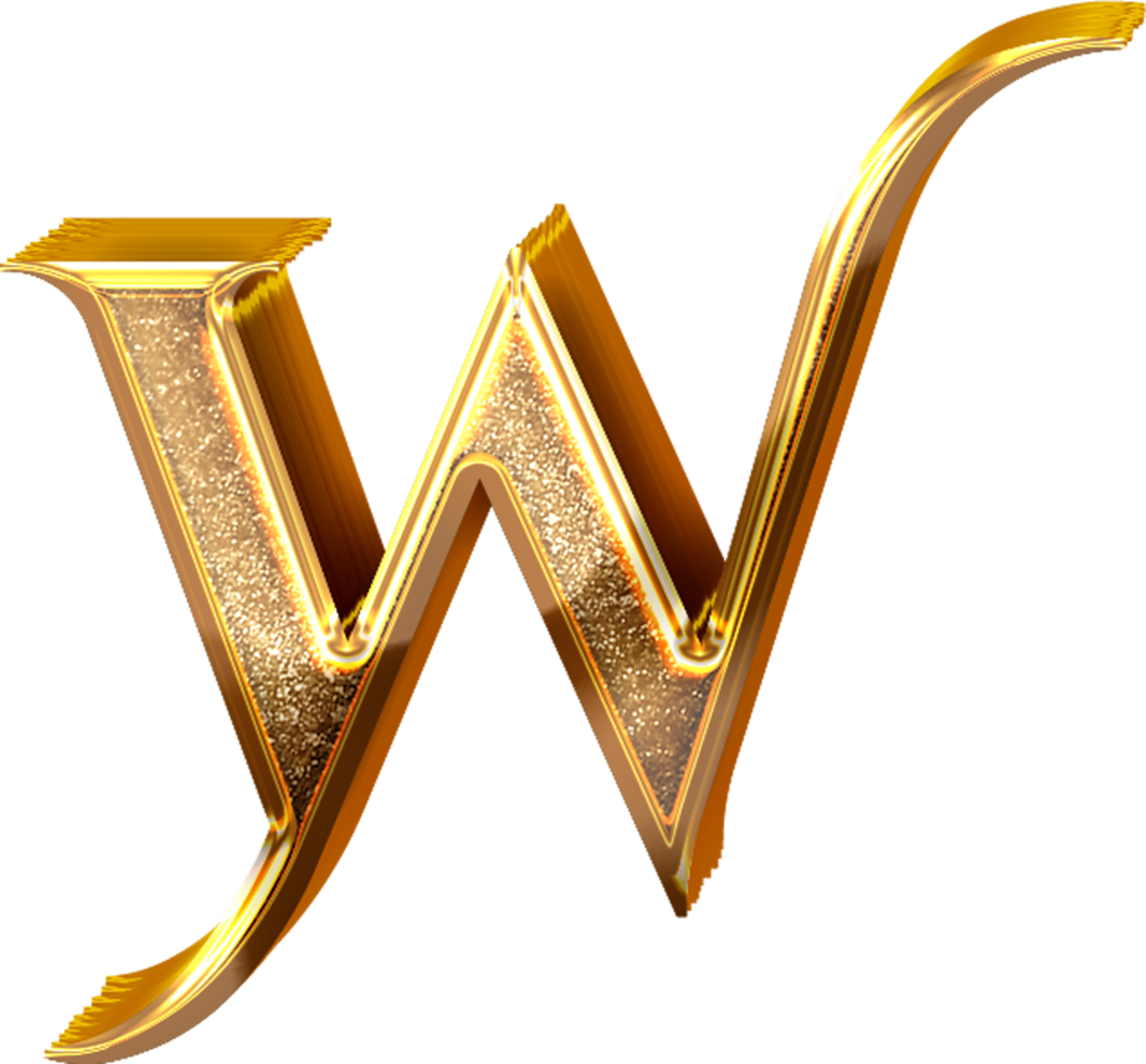 3D Gold Effect Letter W png