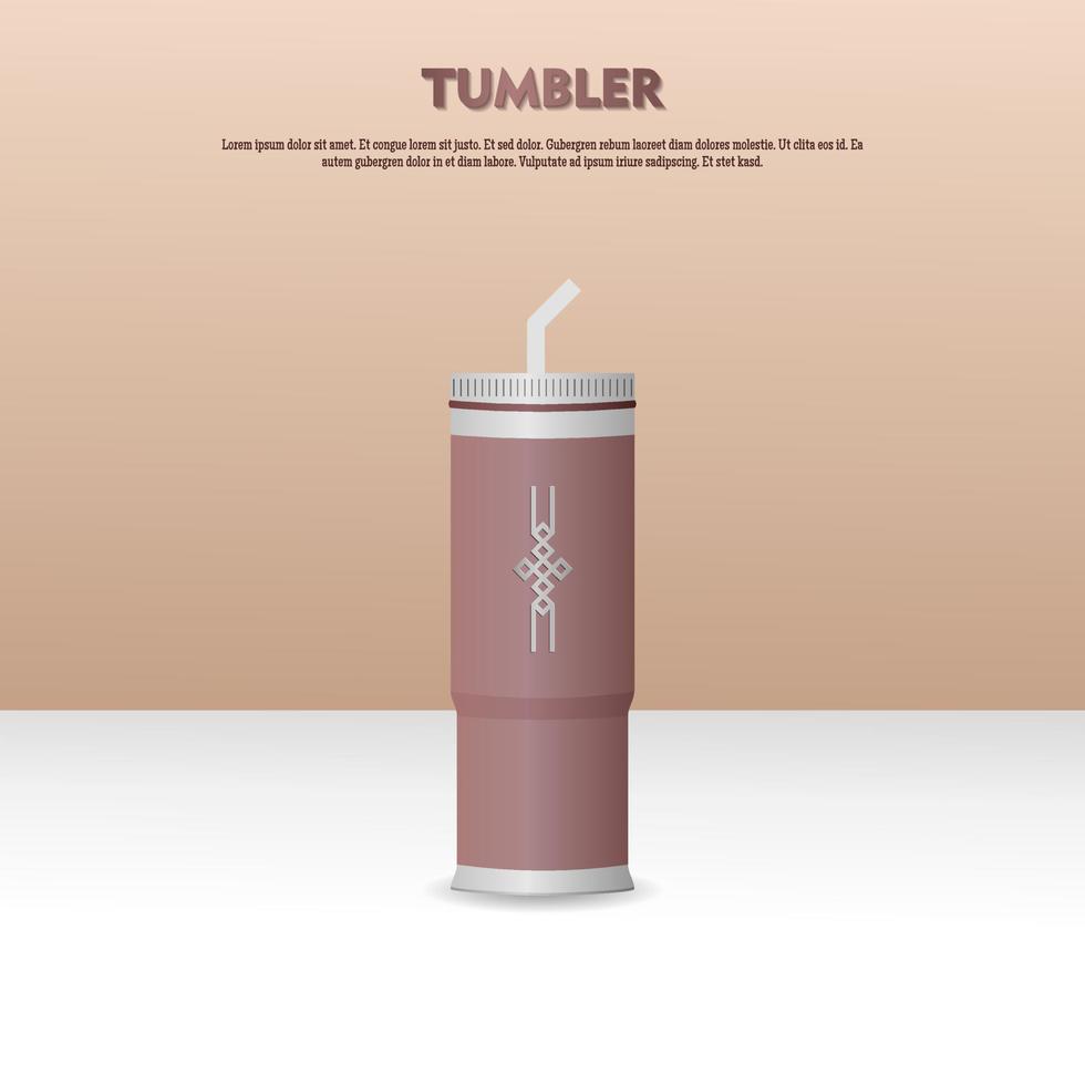 Tumbler mockup aluminum Bottle with red doff and grey colors, realistic vector mockup water bottle