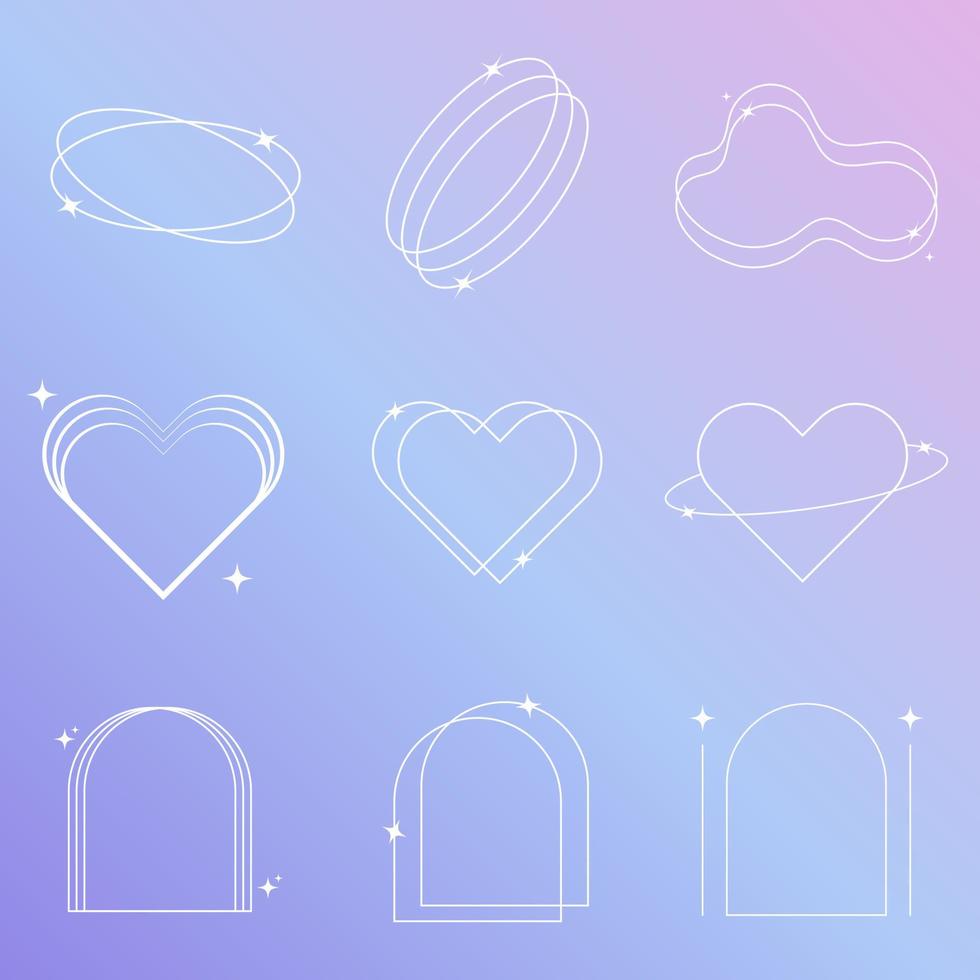 Y2K frame elements, frame design style 2000s, Y2K frame with sparkle star on gradient background vector