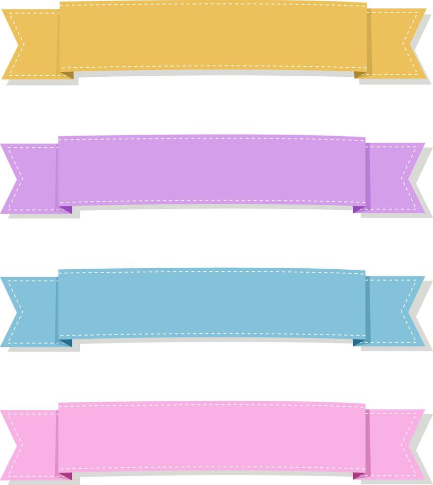 pastel ribbon banners, Decorative pastel ribbons in flat design, label flat design set vector