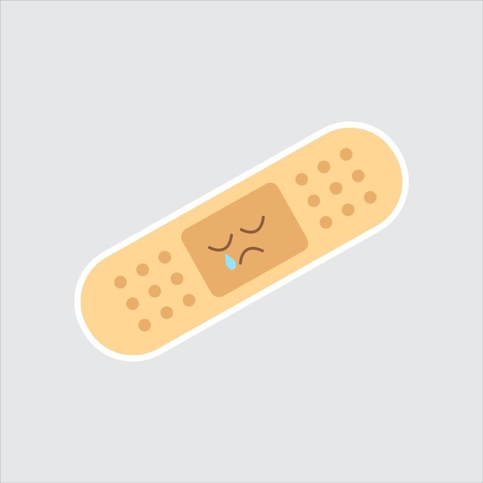 cry and sad band aid vector, medical plasters flat, vector adhesive bandage
