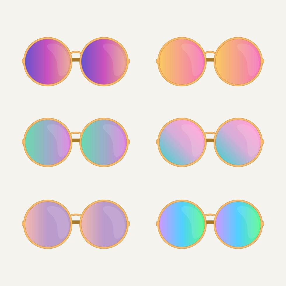moderno Gafas de sol colección en plano estilo, degradado Dom lentes conjunto vector