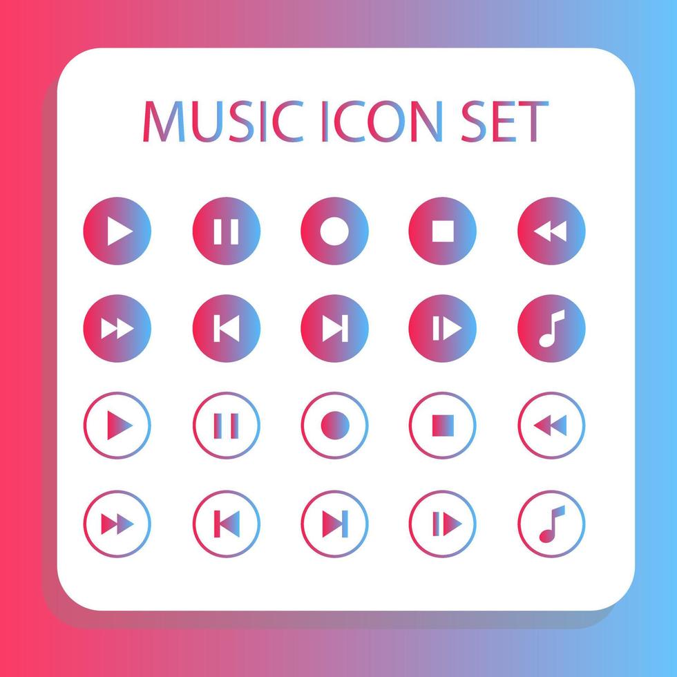 Media Vector icon, gradient music Buttons icons design vector illustration