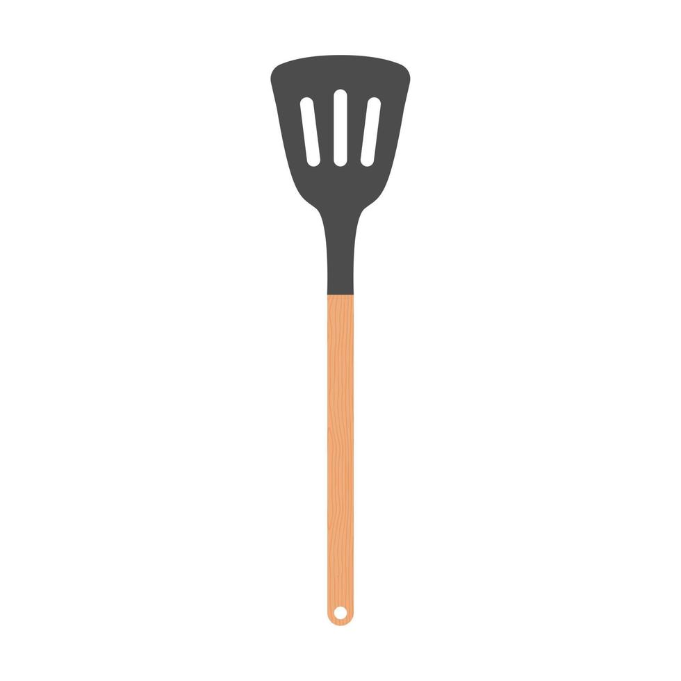 spatula frying food flat design vector illustration. itchen solid spatula clipart vector illustration. Spatula flat vector design. Cooking spatula icon isolated on white.