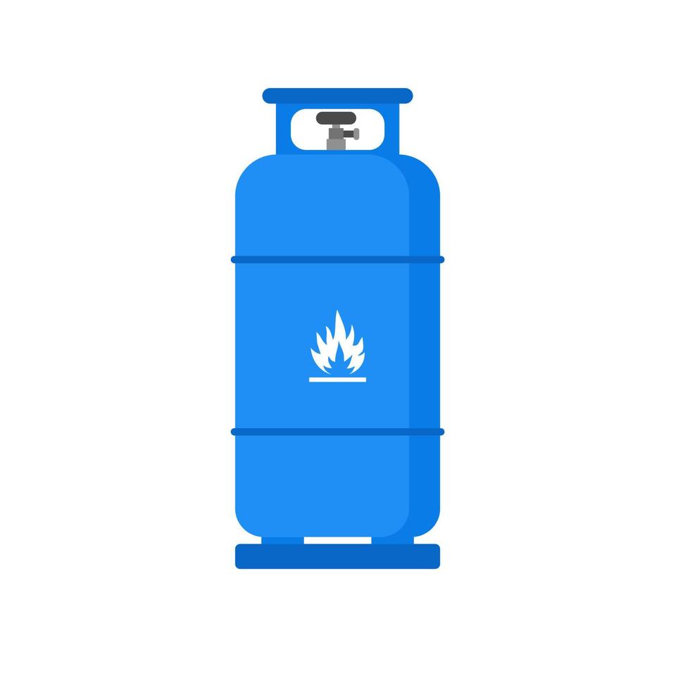 LPG flat design. Flammable gas tank icon. Propane, butane, methane gas tank. Gas cylinder bottle icon. Flat illustration of gas cylinder bottle vector icon for web design