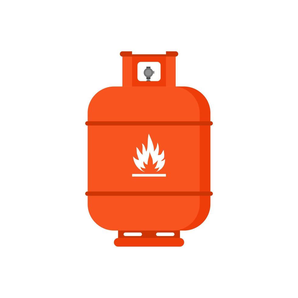 LPG flat design. Flammable gas tank icon. Propane, butane, methane gas tank. Gas cylinder bottle icon. Flat illustration of gas cylinder bottle vector icon for web design