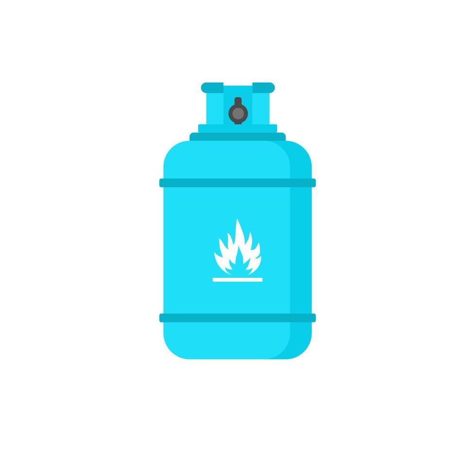 LPG flat design. Flammable gas tank icon. Propane, butane, methane gas tank. Gas cylinder bottle icon. Flat illustration of gas cylinder bottle vector icon for web design