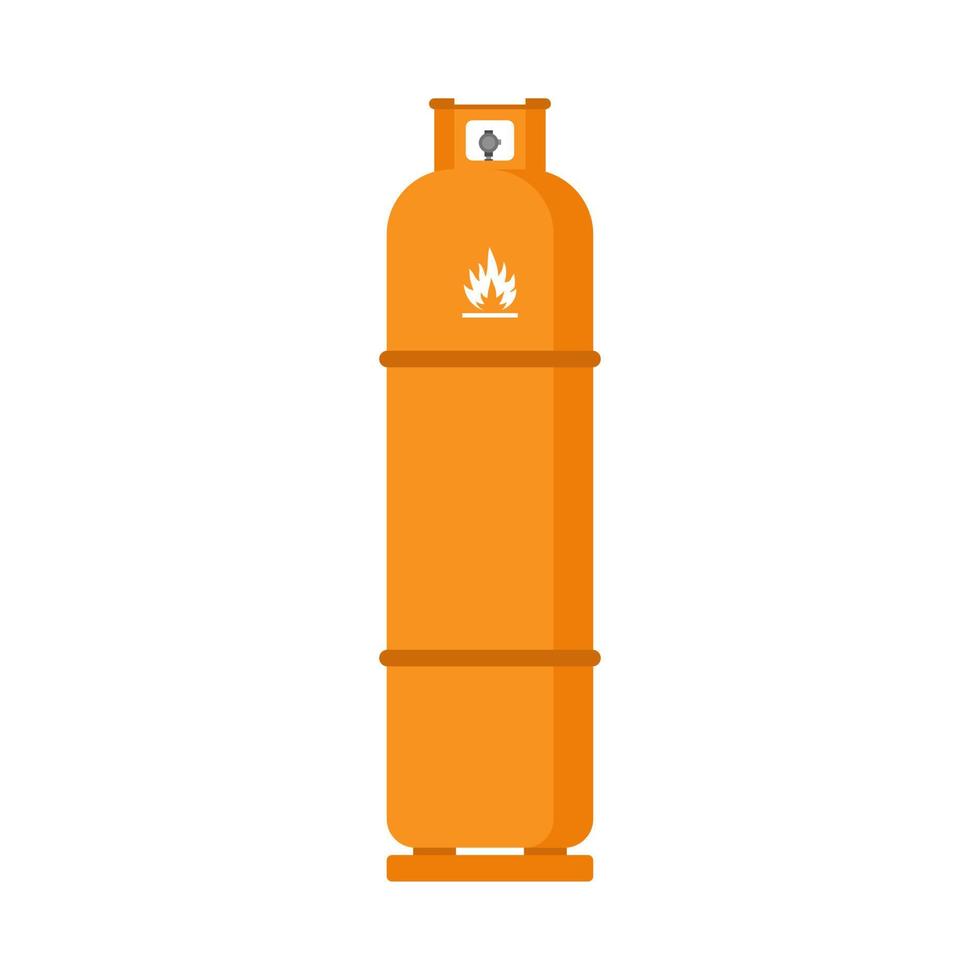 LPG flat design. Flammable gas tank icon. Propane, butane, methane gas tank. Gas cylinder bottle icon. Flat illustration of gas cylinder bottle vector icon for web design