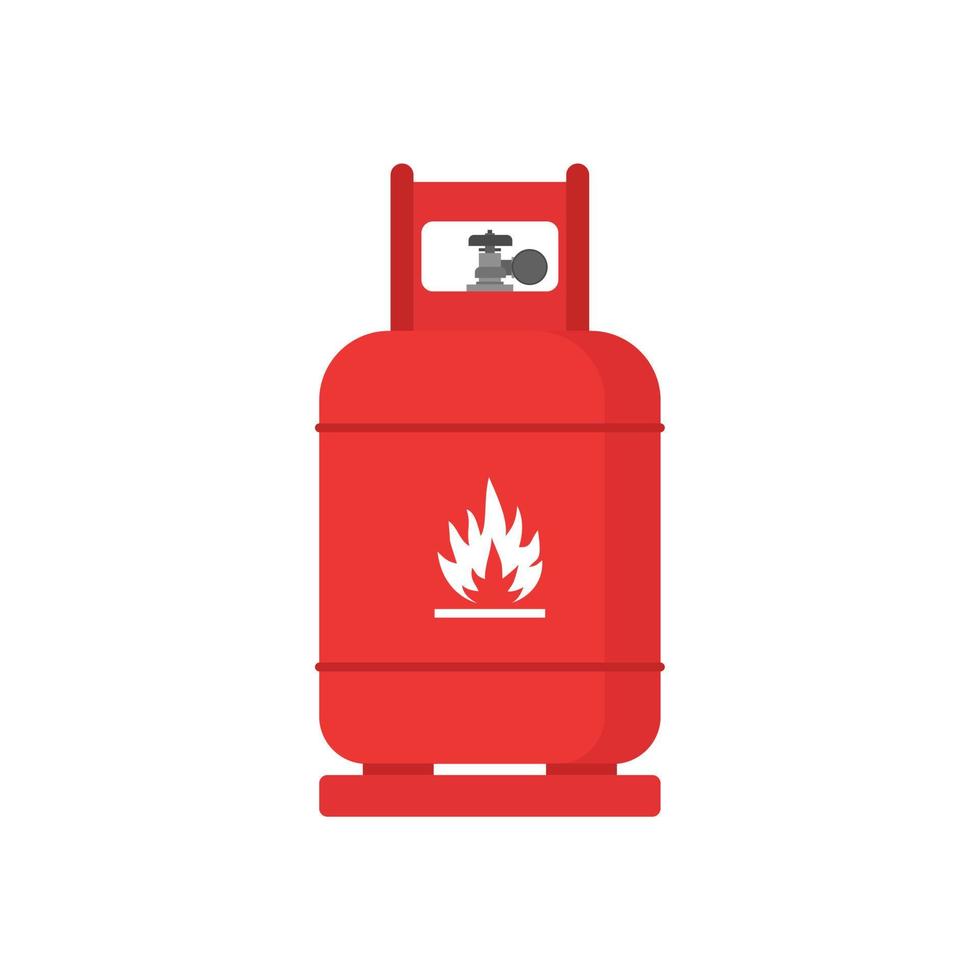 LPG flat design. Flammable gas tank icon. Propane, butane, methane gas tank. Gas cylinder bottle icon. Flat illustration of gas cylinder bottle vector icon for web design