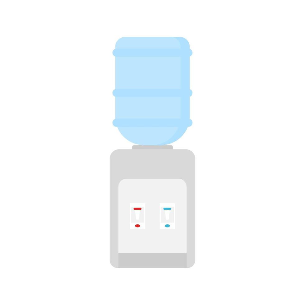 Water dispenser flat design vector illustration. Desktop water cooler vector illustration in flat style. Icon office water machine bottle isolated background.
