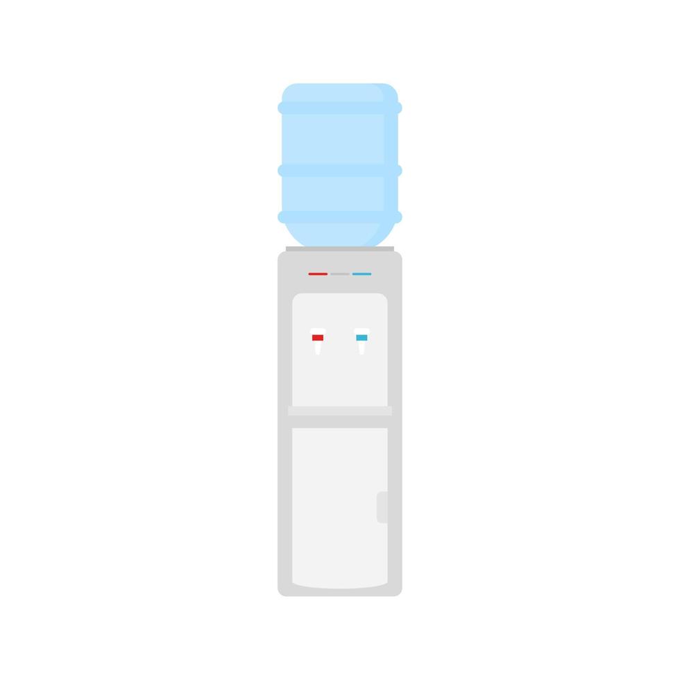 Water dispenser flat design vector illustration. Desktop water cooler vector illustration in flat style. Icon office water machine bottle isolated background.