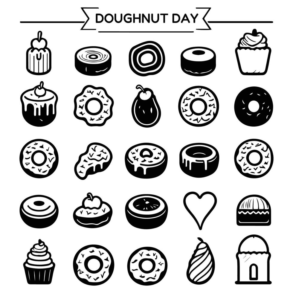 National doughnut day icons, donuts icon vector set isolated on white background. Donut vector