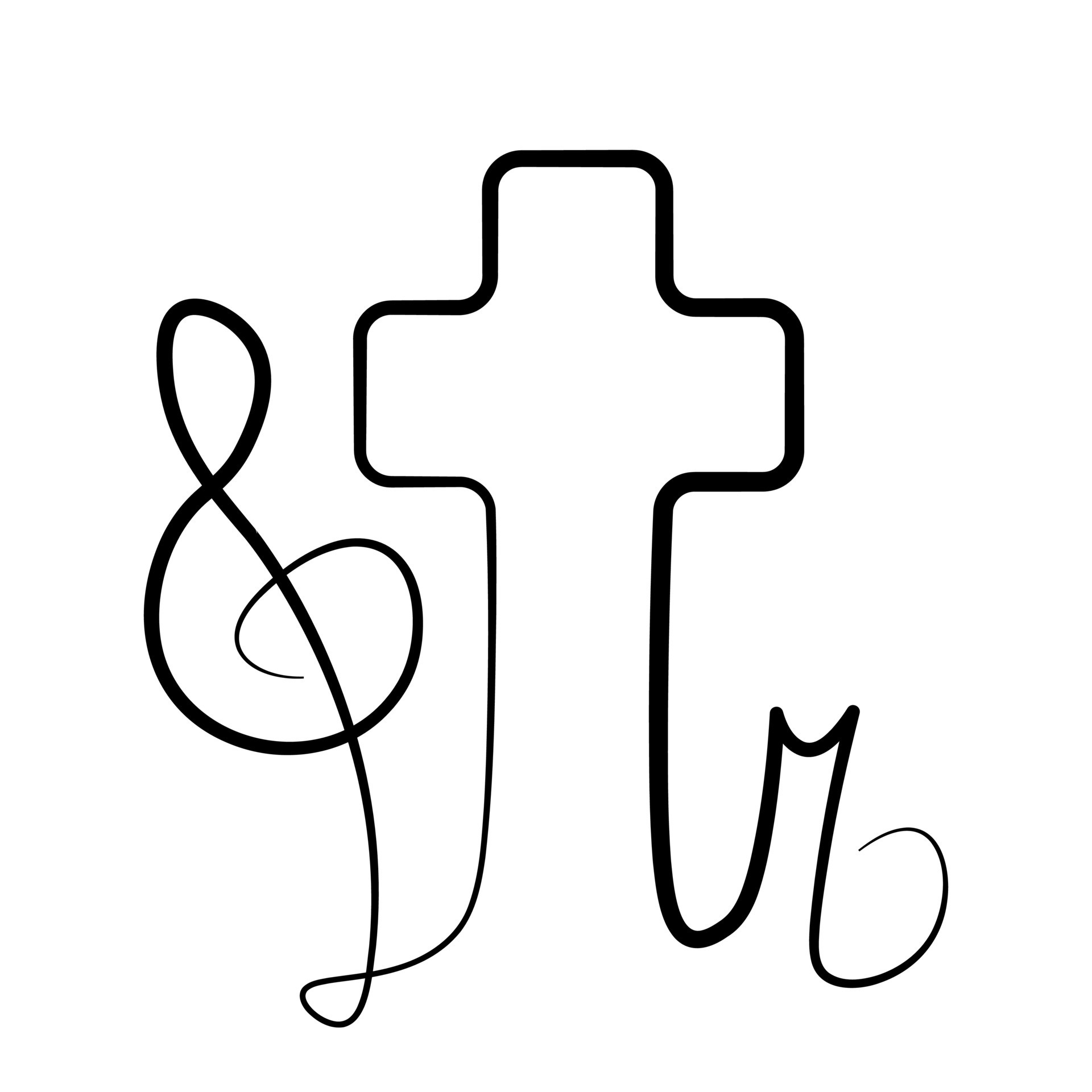 Cross and music note and treble clef in linear 21054892 Vector Art at