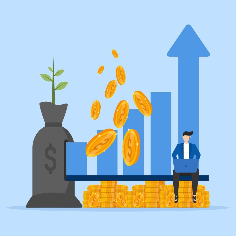 Financial investment fund concept, income increase, more money, retirement savings, income growth pension fund concept, budget plan, return on investment, long term strategy, wealth management. vector
