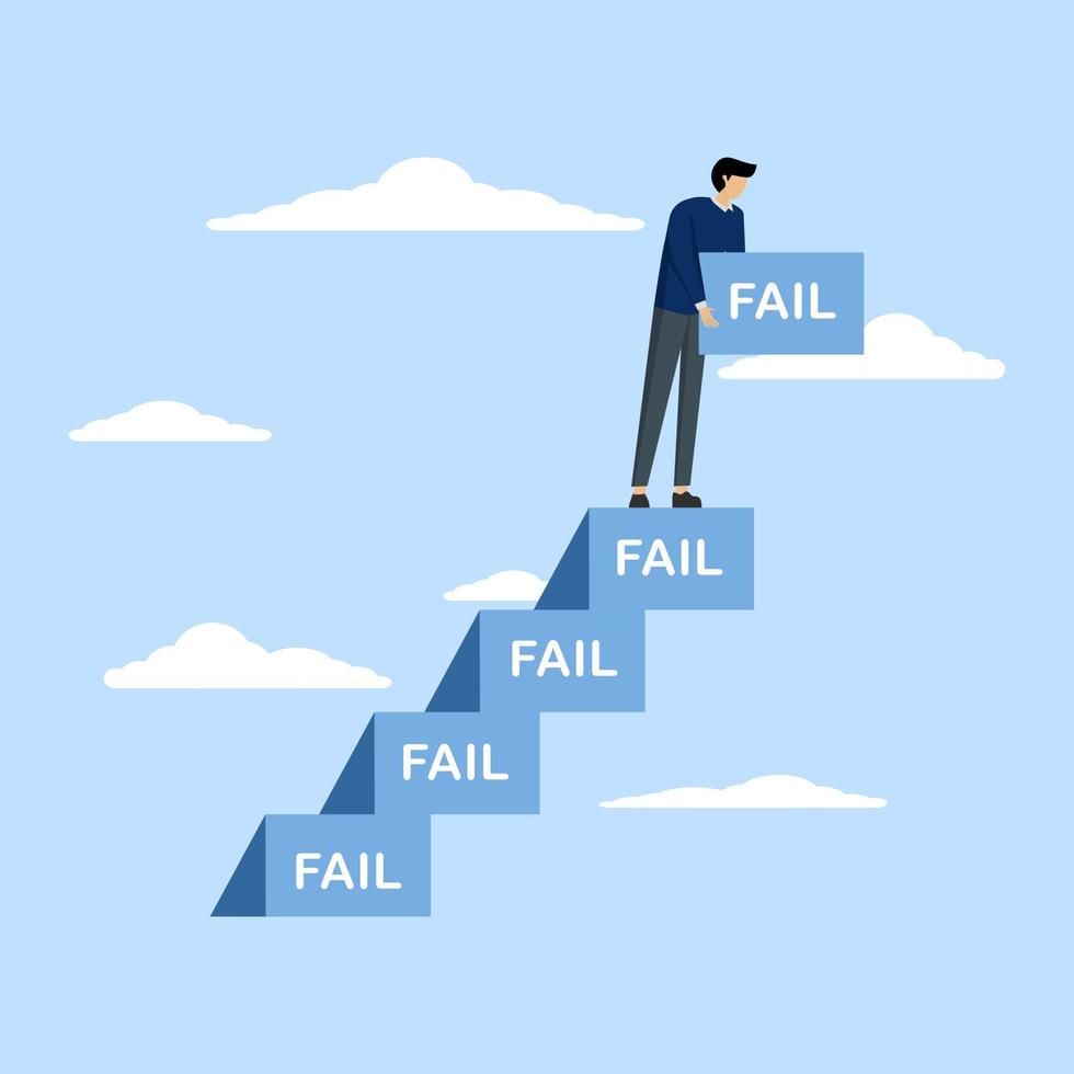 build a ladder to success, try business people to build a ladder to success with their failures. challenge and ambition to never give up, learn to fail as a road concept to achieve goals. vector