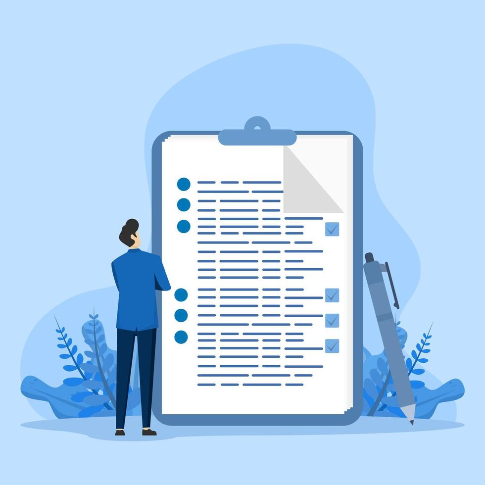 planning schedule illustration.business writing note with pen, filling daily to-do list and planner. Daily planning concept. Vector flat design illustration.