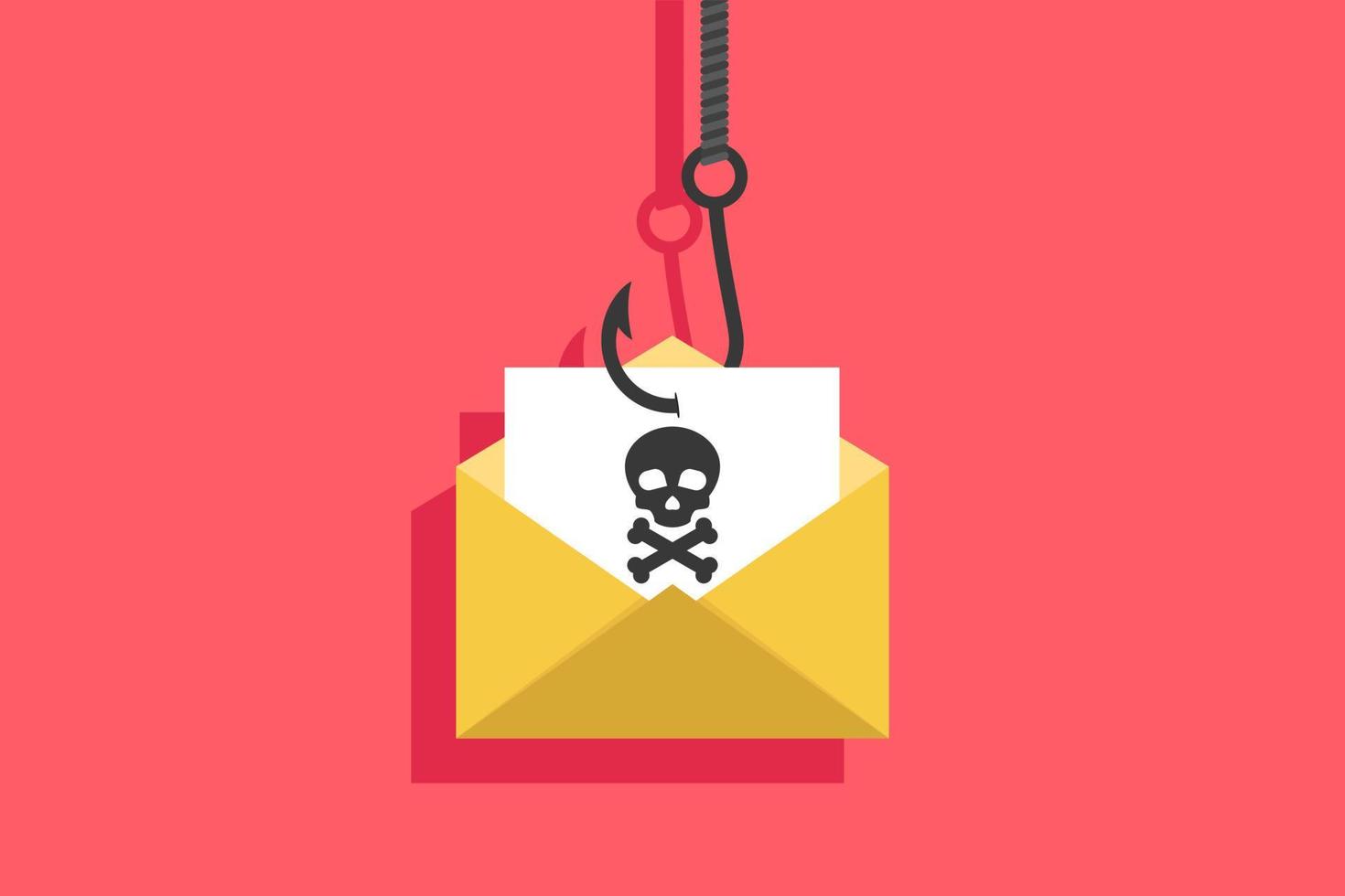 Phishing flat, phishing design, phishing vector, phishing illustration, internet crime phishing via email on a laptop, fishing hook, flat design vector illustration