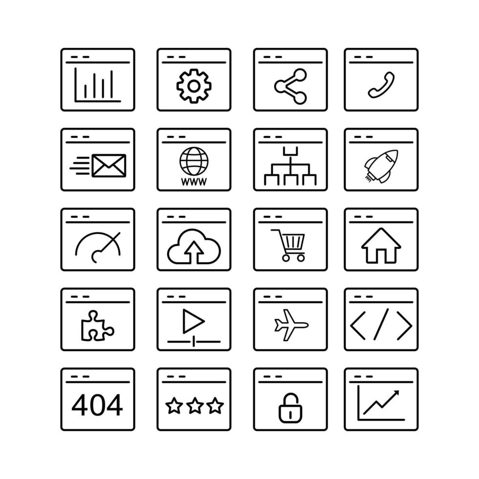 Set of outline SEO web UI icon vector illustration