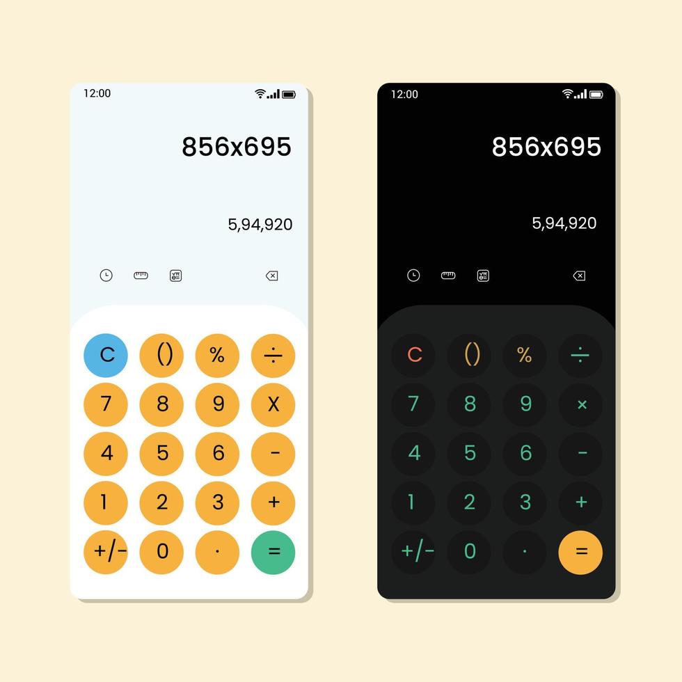 Calculator mobile application flat concept design vector