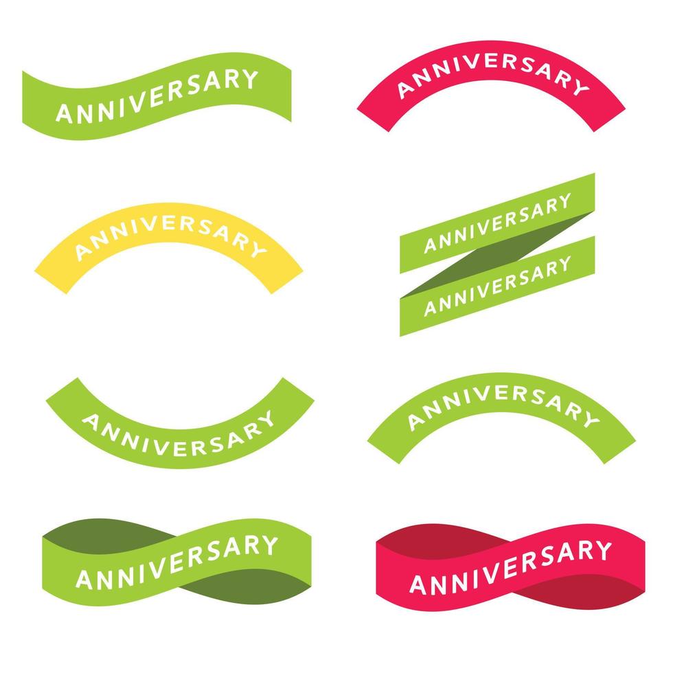 Set of colourful Anniversary ribbon vector illustration