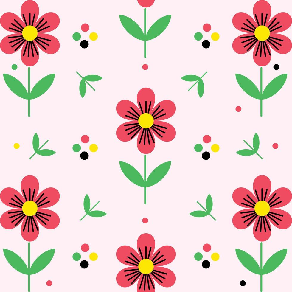 Decorative red flower background pattern vector