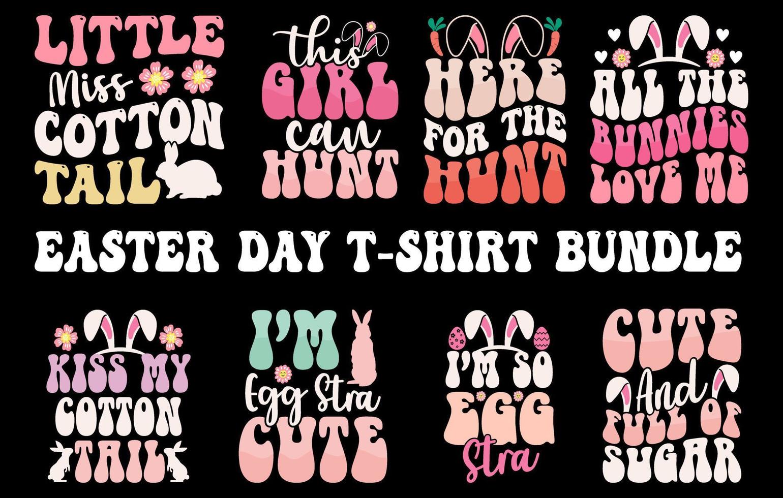 Easter day t shirt design Bundle, Bunny easter day colorful tshirt set, Happy easter day t shirt design vector
