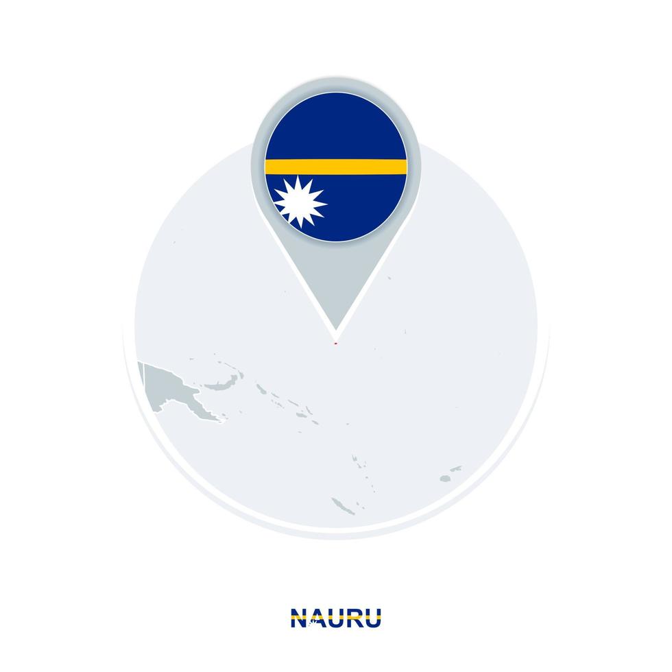 Nauru map and flag, vector map icon with highlighted Nauru