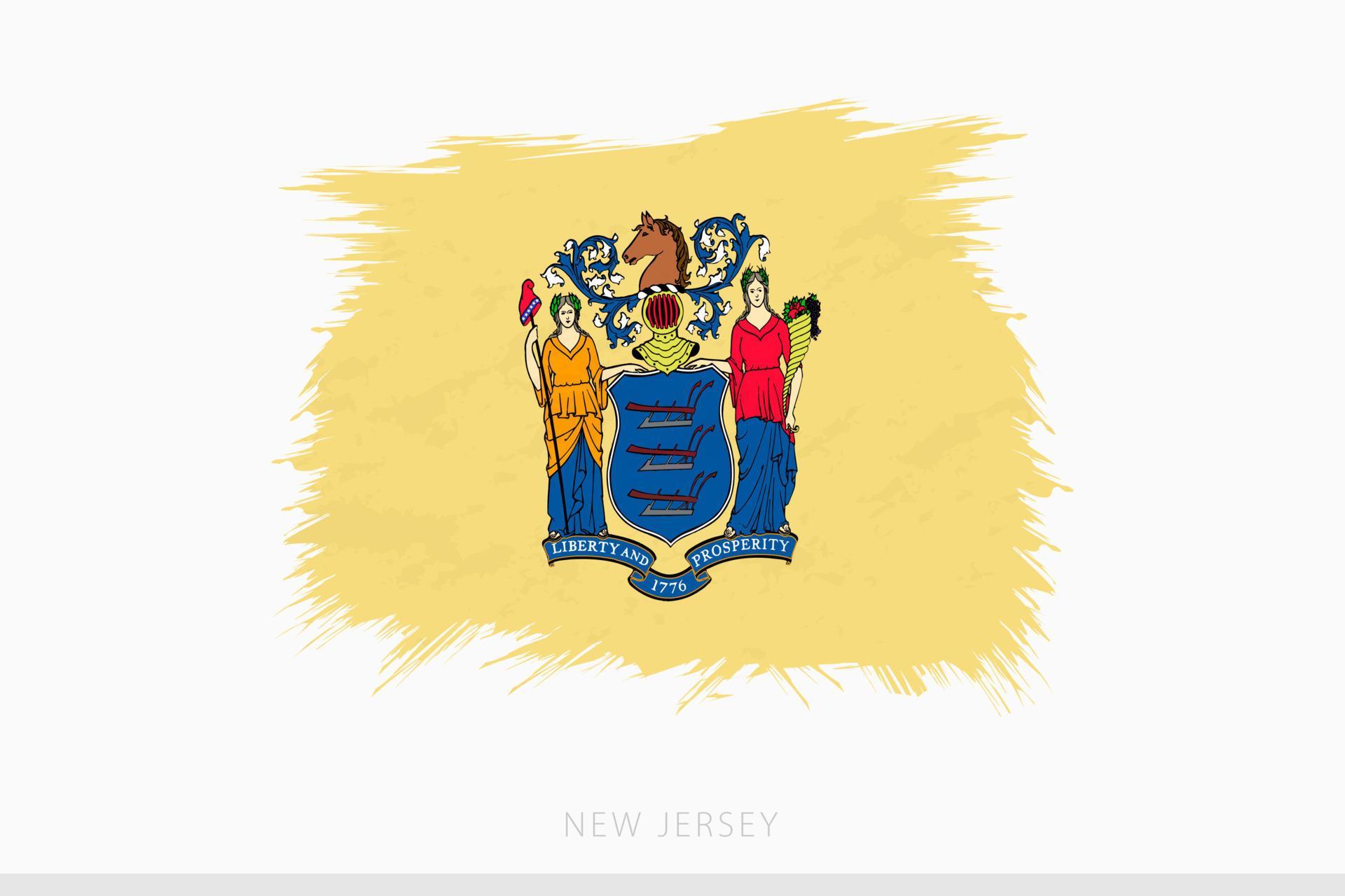 Grunge flag of New Jersey, vector abstract grunge brushed flag of New