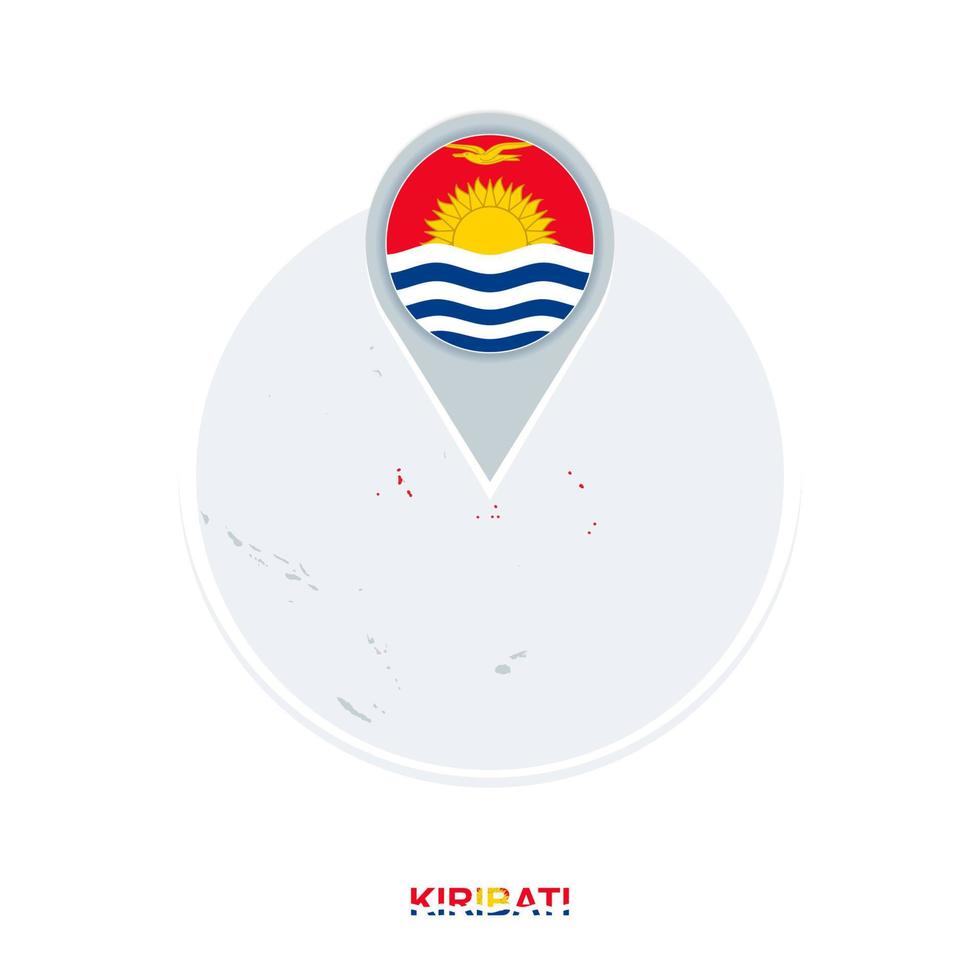 Kiribati map and flag, vector map icon with highlighted Kiribati