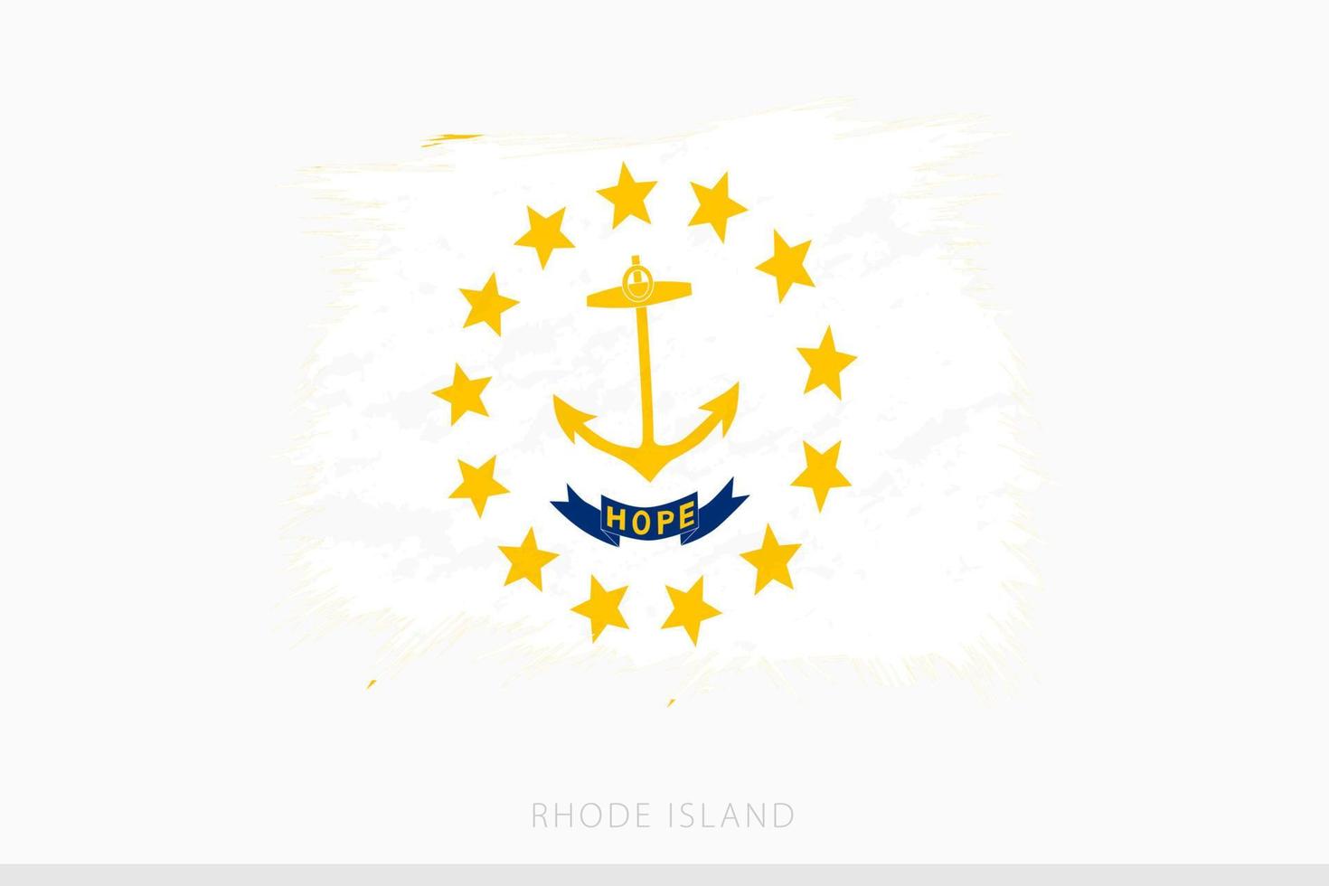 Grunge flag of Rhode Island, vector abstract grunge brushed flag of Rhode Island.