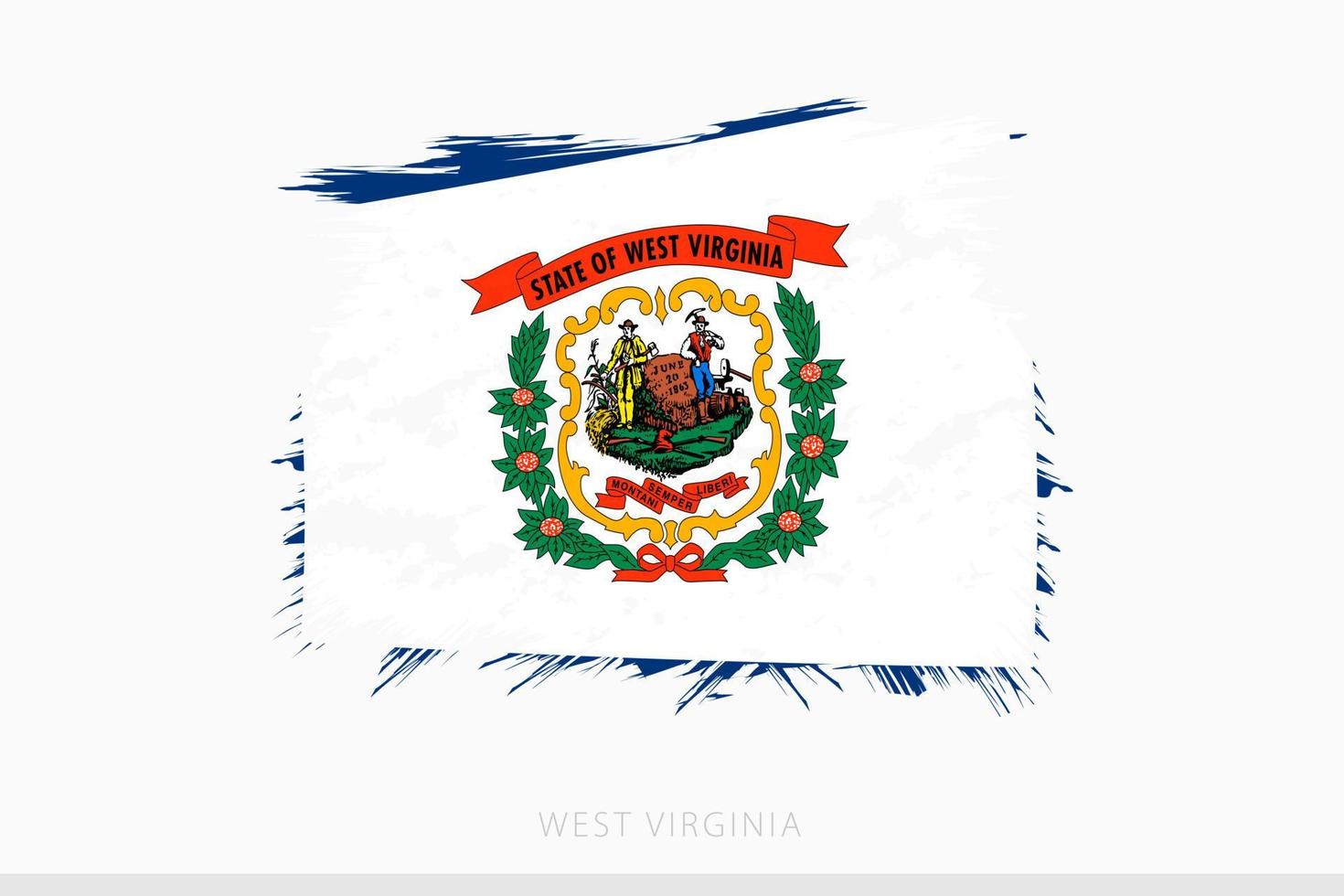 Grunge flag of West Virginia, vector abstract grunge brushed flag of West Virginia.