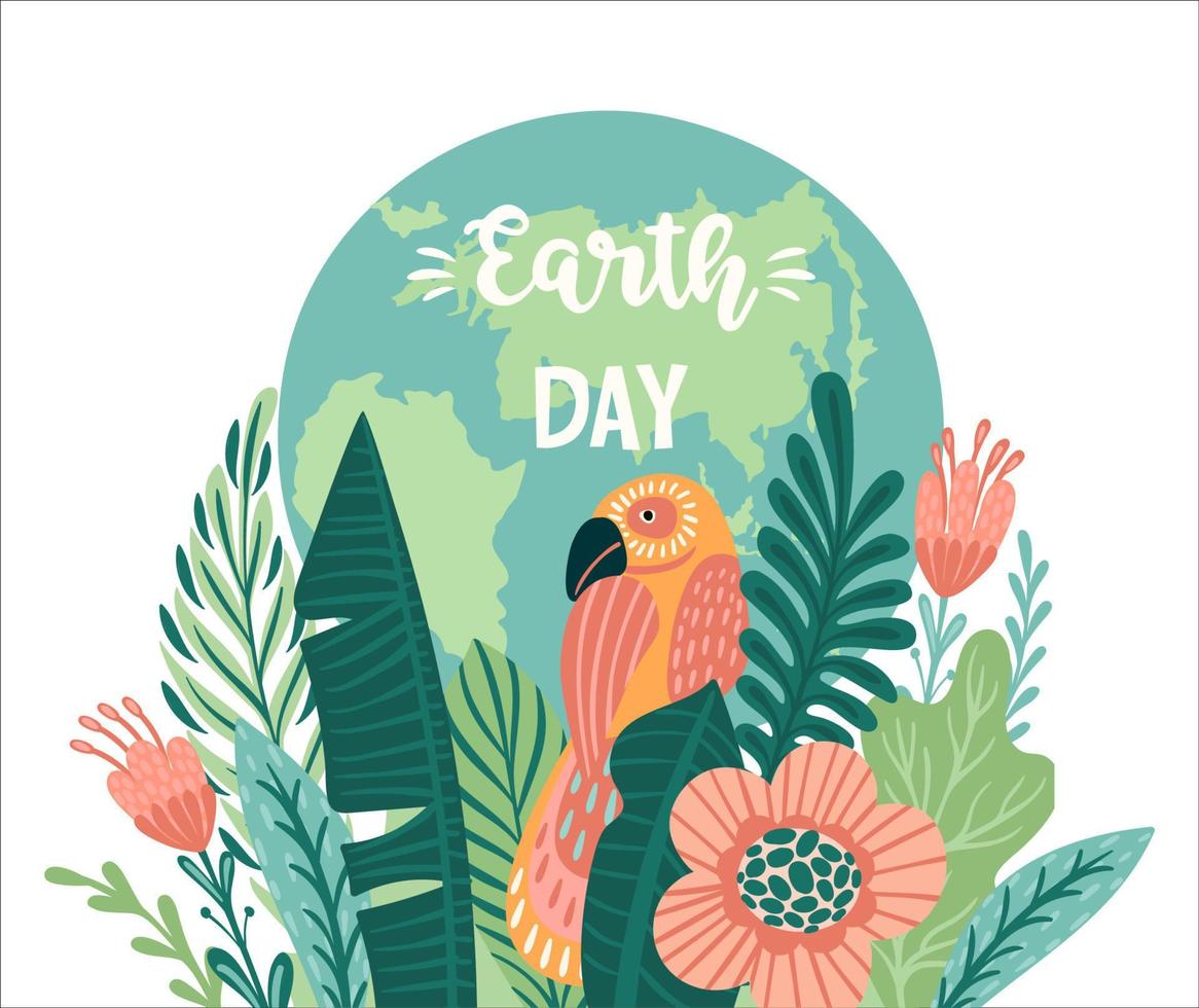 Vector illustration for Earth Day and other environmental concept. Isolated design for card, poster, banner, flyer and other.