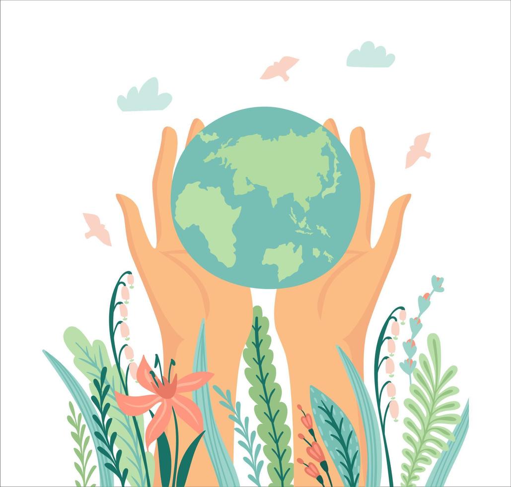 Vector illustration for Earth Day and other environmental concept. Isolated design for card, poster, banner, flyer and other.