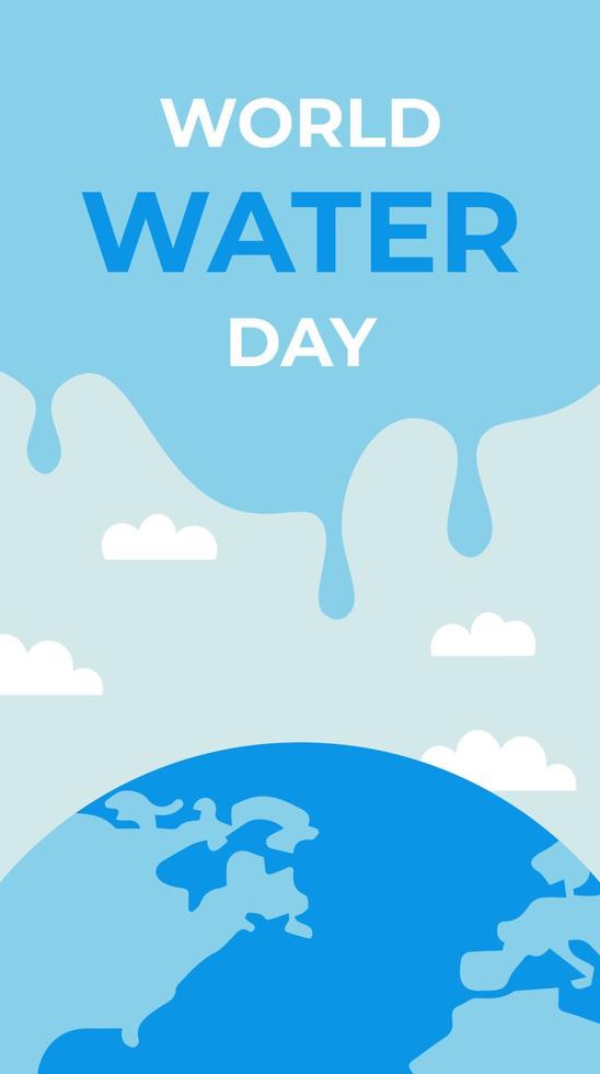 mundo agua día informando volantes con charco y tierra vector ilustración en plano estilo