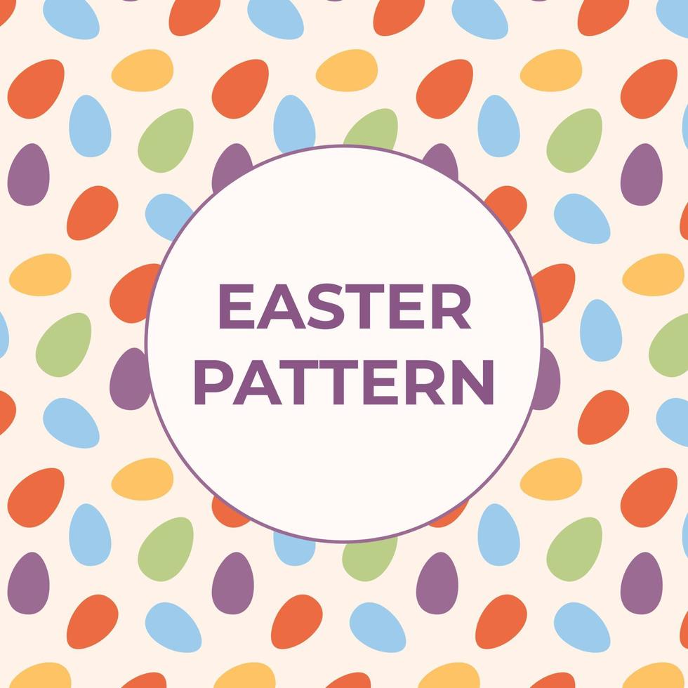Easter Pattern With Flat Eggs For Decoration, Package, Background Colorful Vector Illustration