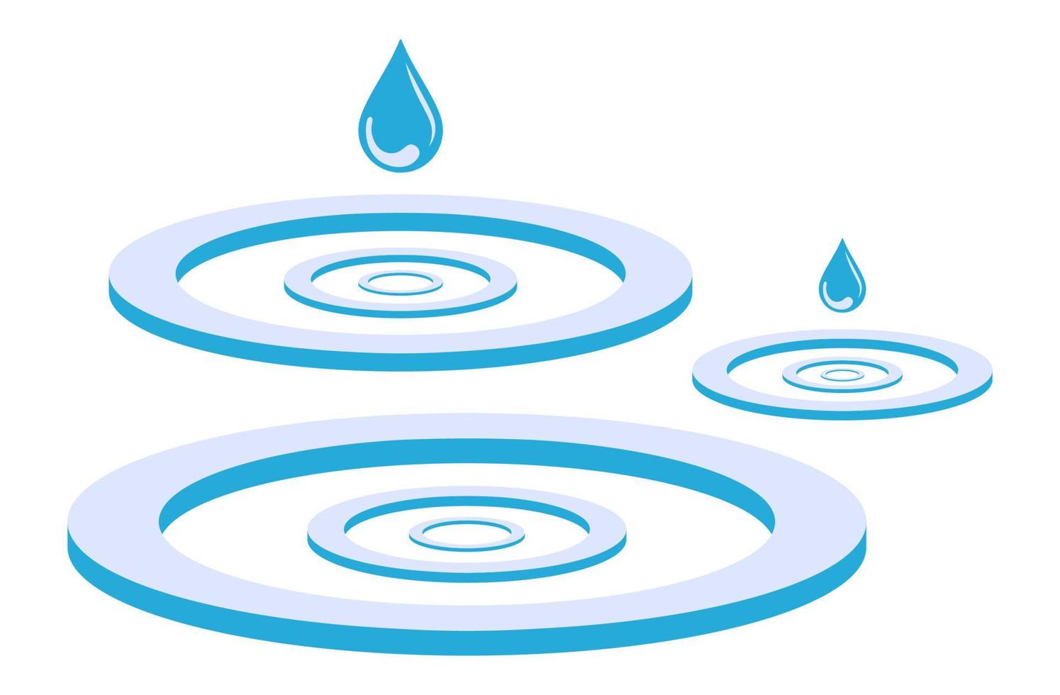 Design With Isolated Fresh Water Circles Splashes With Drops Vector Illustration In Flat Style