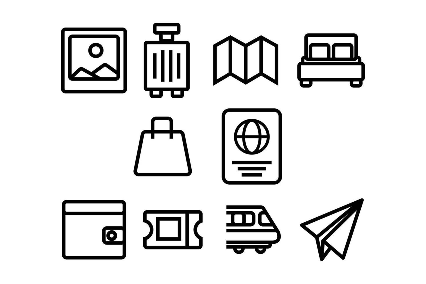 Vector Travel Vacation Holliday Icon Line art style