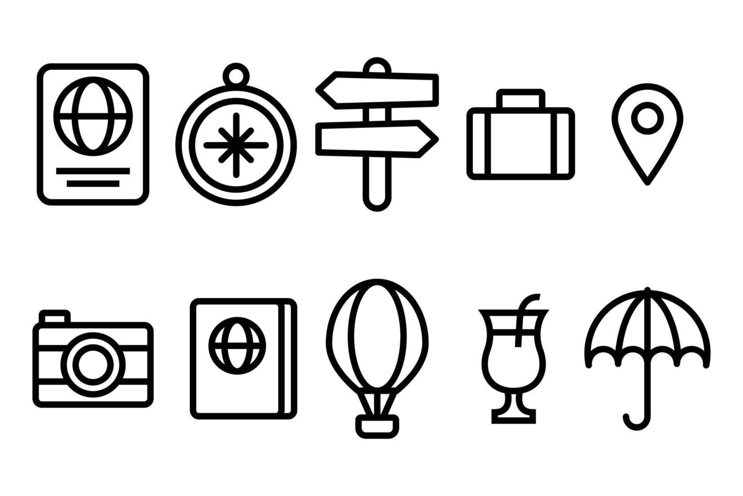 Vector Travel Vacation Holliday Icon Line art style