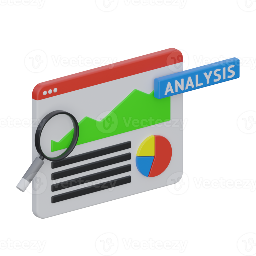 web analyse 3d renderen icoon illustratie, tabel png