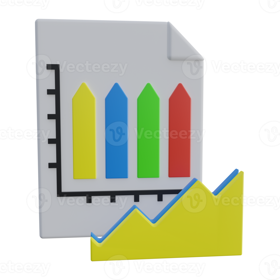 business report 3d rendering icon illustration, chart png