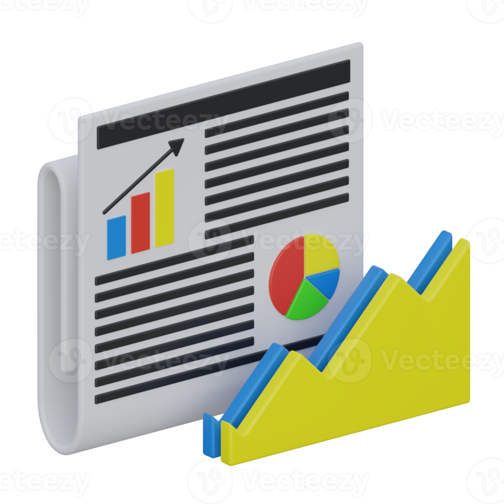 business report 3d rendering icon illustration, chart png