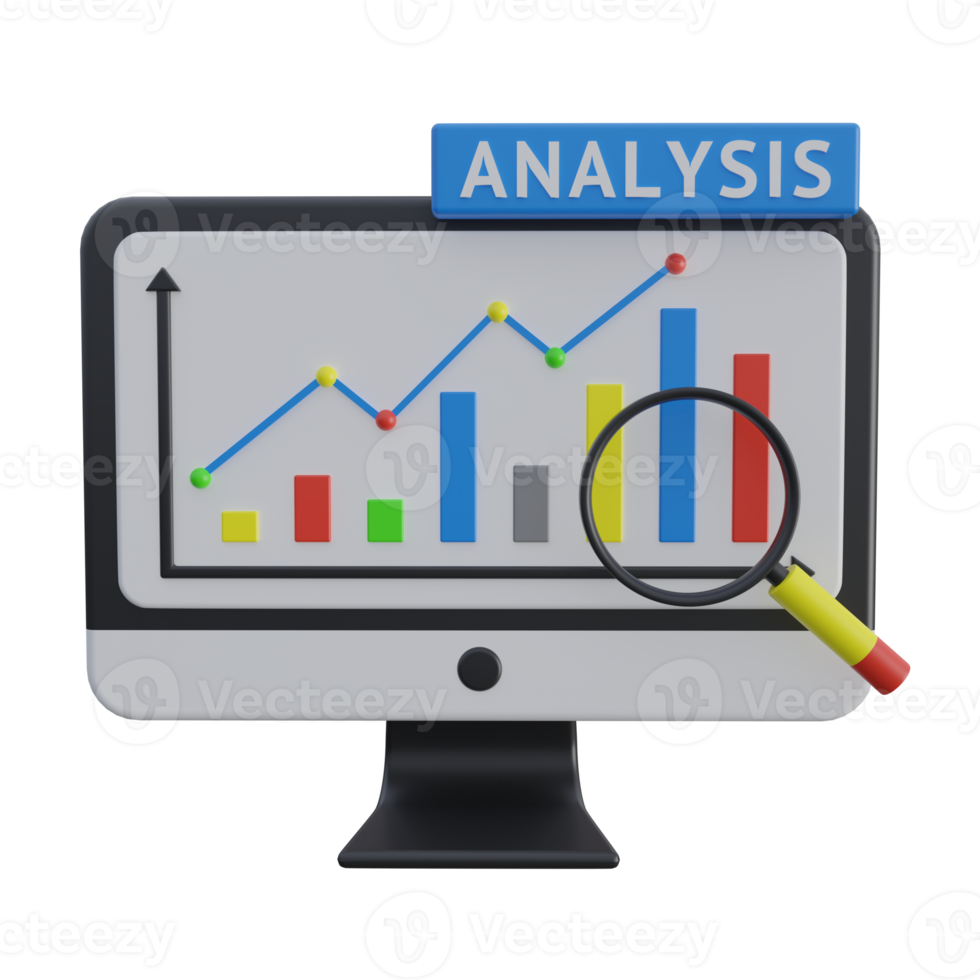 online data analysis 3d rendering icon illustration, chart png