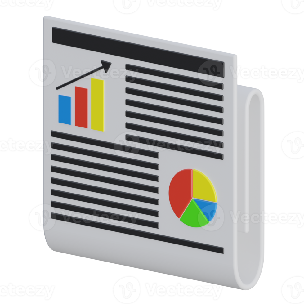 business report 3d rendering icon illustration, chart png