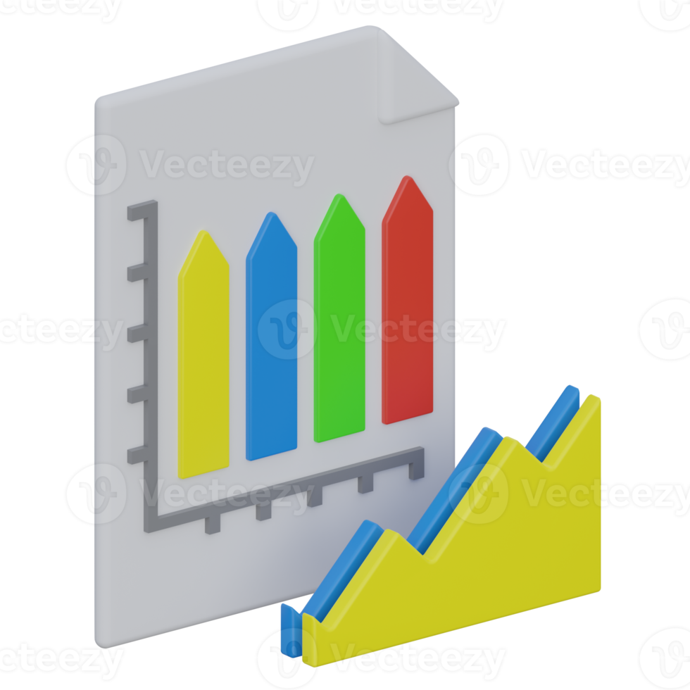 business report 3d rendering icon illustration, chart png