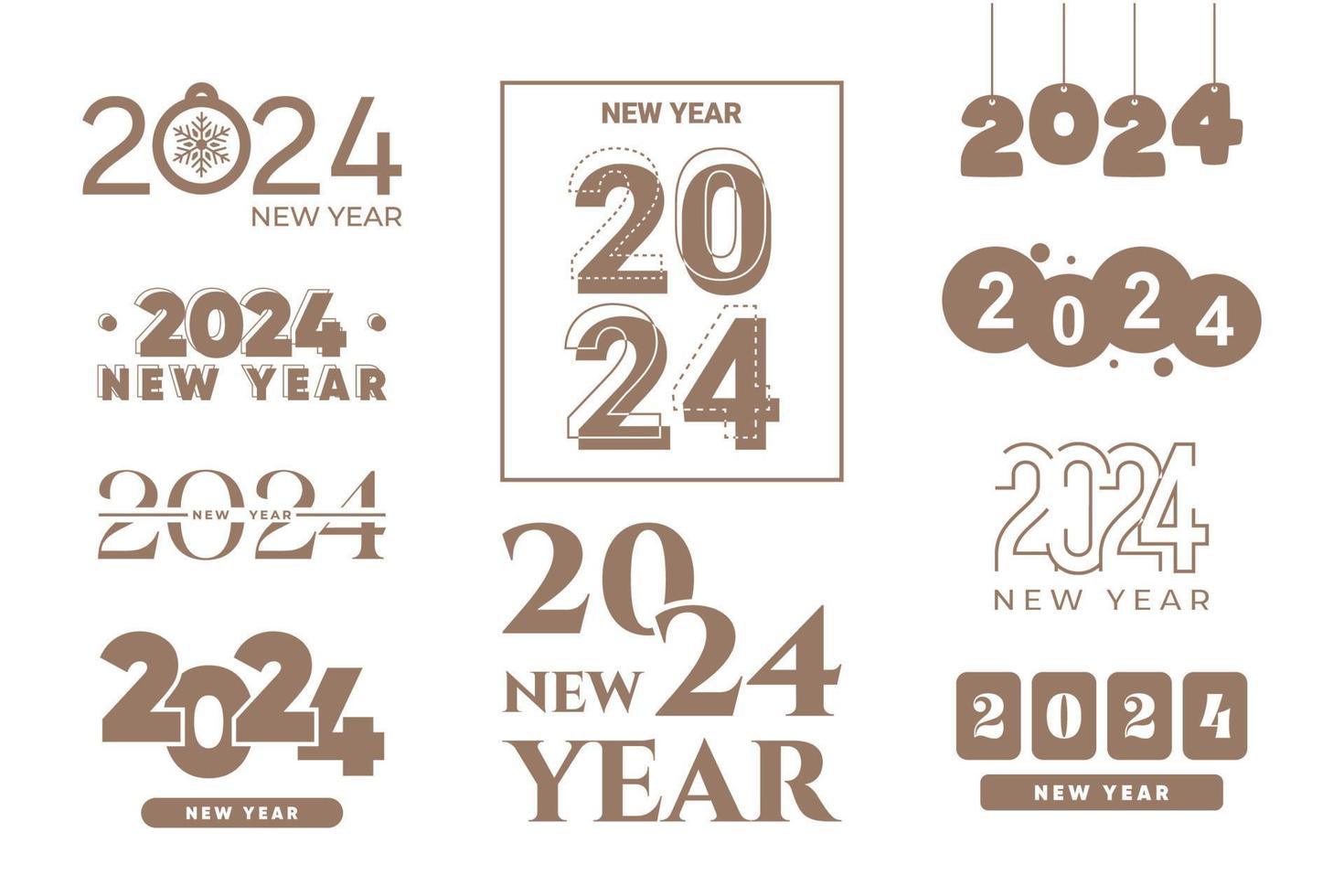 2024 new year logo text design set. 2024 number design template