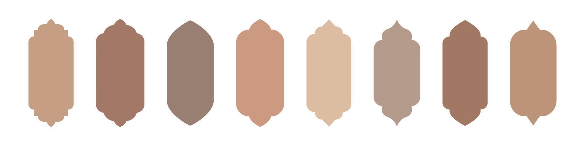 Islamic vector shape of a window or door arch. Arab frame set. Ramadan kareem silhouette icon