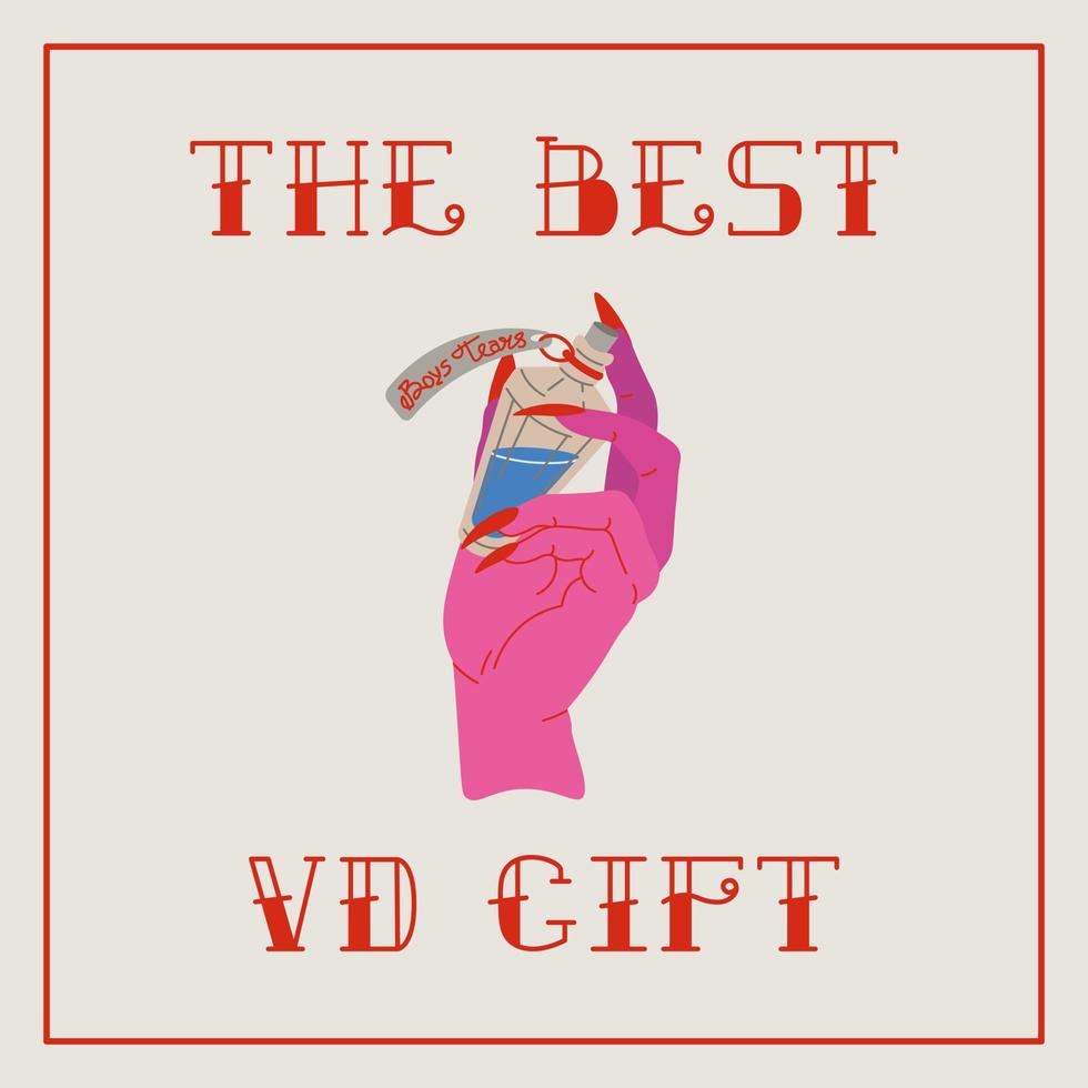 Feminist bad valentine gift card. Boys tears and cynical sassy phrase. Cute pink girlish vector illustration. llustration of a Valentine's Day.